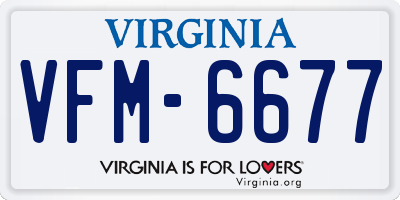 VA license plate VFM6677