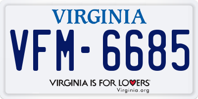 VA license plate VFM6685