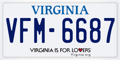 VA license plate VFM6687