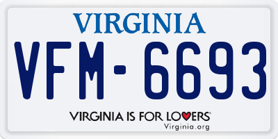 VA license plate VFM6693