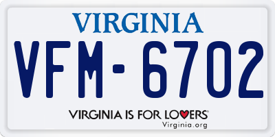 VA license plate VFM6702
