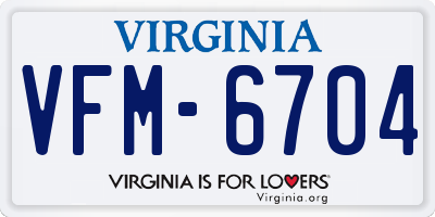 VA license plate VFM6704