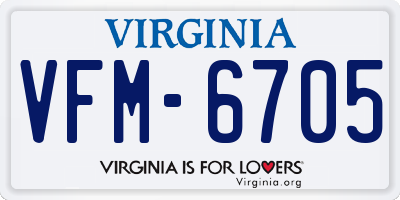 VA license plate VFM6705