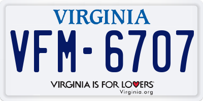 VA license plate VFM6707