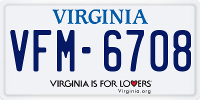 VA license plate VFM6708