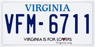 VA license plate VFM6711