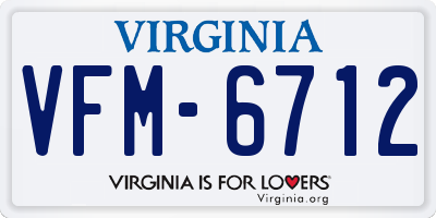 VA license plate VFM6712