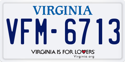 VA license plate VFM6713