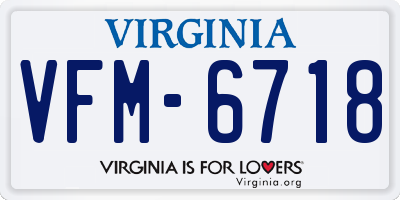 VA license plate VFM6718