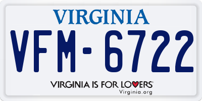VA license plate VFM6722