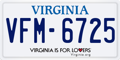 VA license plate VFM6725