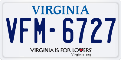 VA license plate VFM6727