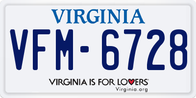 VA license plate VFM6728