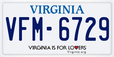 VA license plate VFM6729