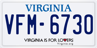 VA license plate VFM6730