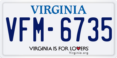 VA license plate VFM6735