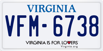 VA license plate VFM6738