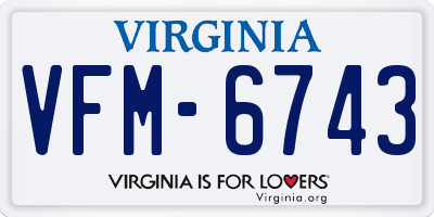 VA license plate VFM6743