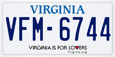 VA license plate VFM6744