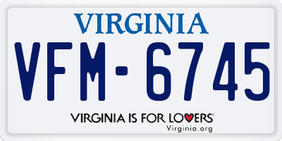 VA license plate VFM6745
