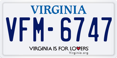 VA license plate VFM6747