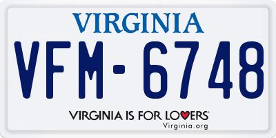 VA license plate VFM6748