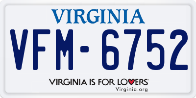 VA license plate VFM6752