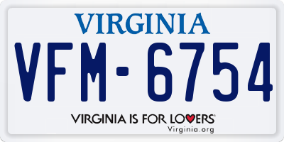 VA license plate VFM6754