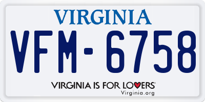 VA license plate VFM6758
