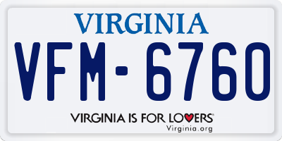 VA license plate VFM6760
