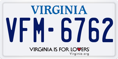 VA license plate VFM6762