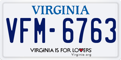 VA license plate VFM6763