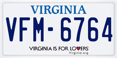 VA license plate VFM6764