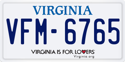 VA license plate VFM6765