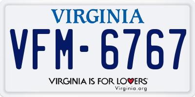 VA license plate VFM6767
