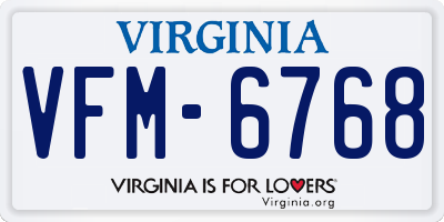 VA license plate VFM6768