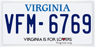 VA license plate VFM6769