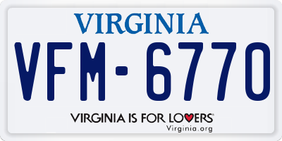 VA license plate VFM6770