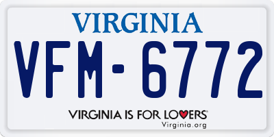 VA license plate VFM6772