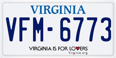 VA license plate VFM6773