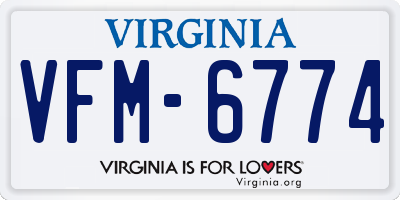 VA license plate VFM6774