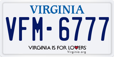 VA license plate VFM6777