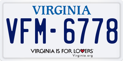 VA license plate VFM6778