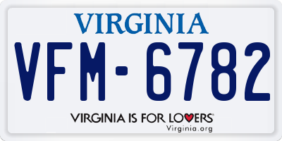 VA license plate VFM6782