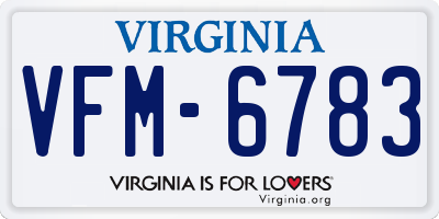 VA license plate VFM6783