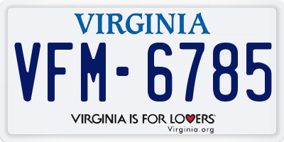 VA license plate VFM6785