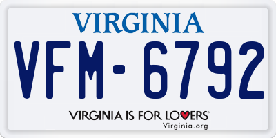 VA license plate VFM6792
