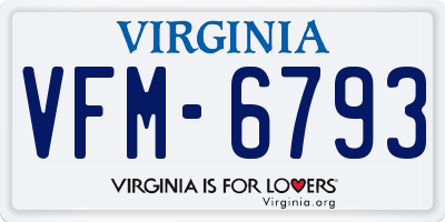 VA license plate VFM6793