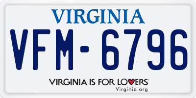 VA license plate VFM6796