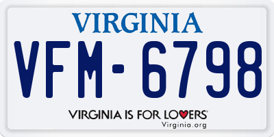VA license plate VFM6798